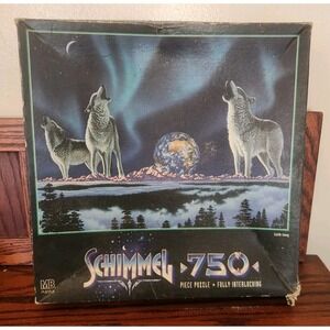 MB Hasbro VTG Schimmel 750 Piece Puzzle NEW- Earth Song 1996 USA Made Wolves